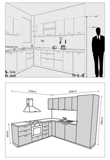 LShape Modular Kitchen In 10 x 7 Feet Size In AcrylicPU Finish   PeelOrangecom