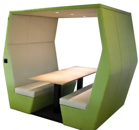 Acoustic discussion booth manufacturer in Mumbai - green canopy booth with facing seats