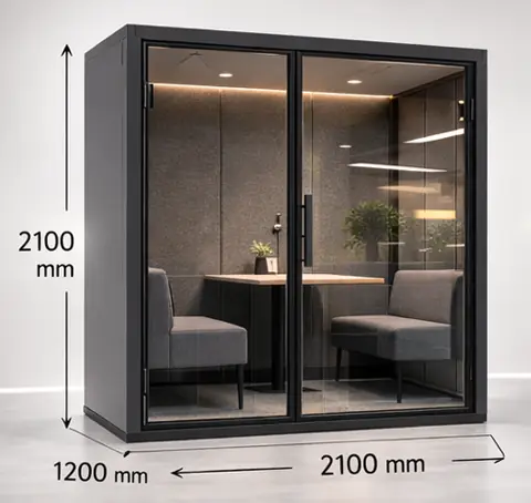 Acoustic meeting booth dimensions 2100 x 1200 x 2100 mm - office meeting booth supplier in Mumbai
