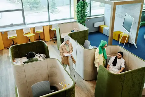 Acoustic work pods in an open-plan office - Ezeefit, Mumbai